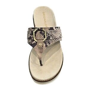 AMPUTEE LEFT Cole Haan Women Beige Snakeskin Flatform Sandal 9.5B Wedge W21358